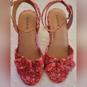 Torrid Red Women's Cork Heel Sandals